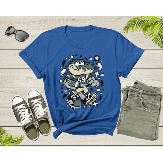 Football Crocodile Alligator Animal Holding Football Pigskin T-Shirt Alligator Lover Gift T Shirt for Men Women Kids Boys Girls Tshirt