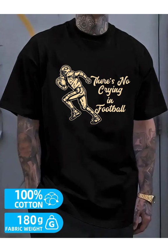 Football Crying Tee men's black 180G 100% Cotton Fashionable summer T-shirt,machine washable Basic Unisex Shirt Printed tshirts Retro Unisex Shirt Graphic Tee tshirts