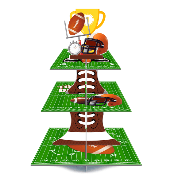 Football Cupcake Stand, 3 Tier Football Party Cake Stand/Football Dessert Stand/Football Cupcake Holder for Football Party Decorations, Super Bowl Decorations or Football Cake Decorations