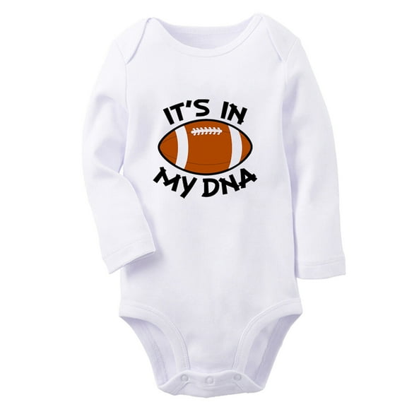 Football It's In My DNA Funny Rompers, Newborn Baby Unisex Bodysuits, Infant Jumpsuits, Toddler 0-12 Months Kids Long Sleeves Oufits (White, 6-12 Months)