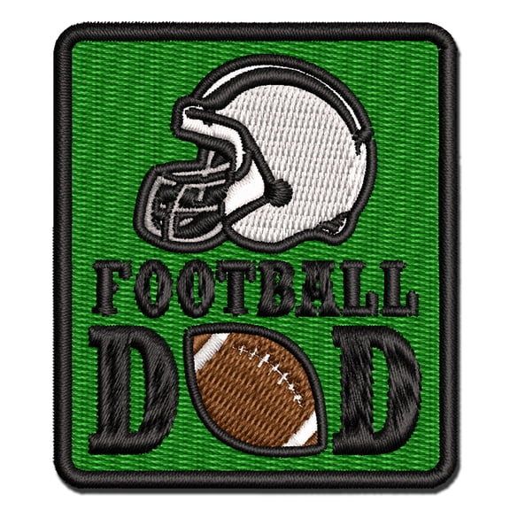 Football Dad Helmet Applique Multi-Color Embroidered Hook & Loop Patch - 3 Inch Medium