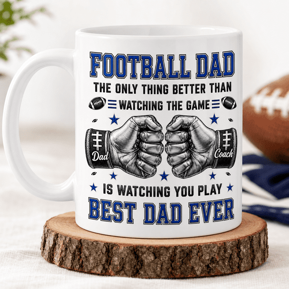 Football Dad Mug Best Dad Ever Coffee Cup Gift for Football Fathers