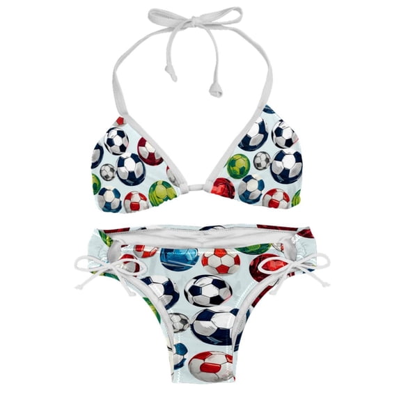 Football Detachable Sponge Adjustable Strap Bikini Set 2-Pack Swimwear Swimsuit Beach Pool Party