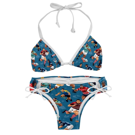Football Detachable Sponge Adjustable Strap Bikini Set Two-Pack Swimsuit Swimwear for Beach Pool Party