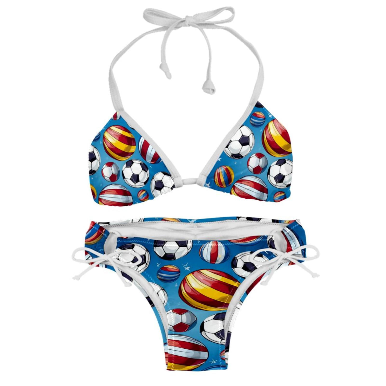 Football Detachable Sponge Adjustable Strap Bikini Set TwoPack