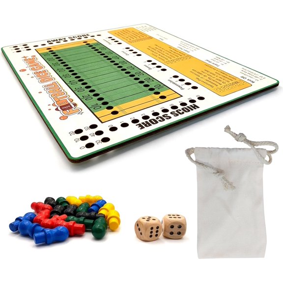 Football Dice Challenge Game - Premium Wooden Board with Scoring Tray, Competitive Family Game & Perfect Gift