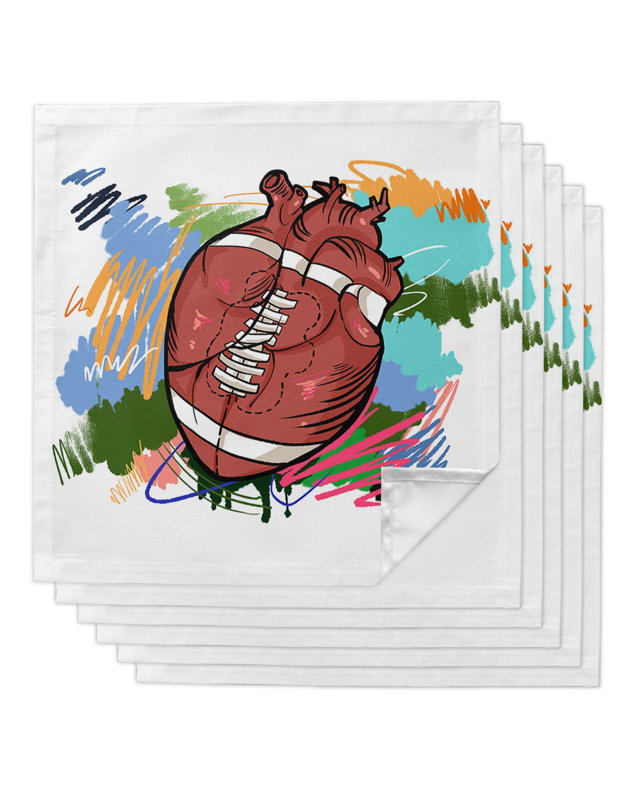 Football Dinner Napkins Cloth Set of 6, Polyester Napkins 20 x 20 Inch