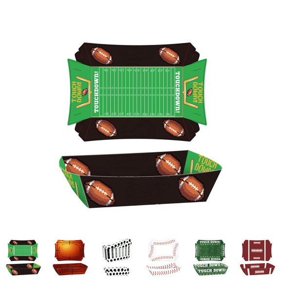 Football Disposable Paper Snack Tray 12pcs - Football Party Decorations Goodie Boxes For Candy Treats School Class Sport Game Favor Bags A#5