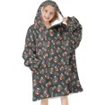 thumbnail image 1 of Football Dot Darkblue Pattern Teens Oversized Sherpa Wearable Blanket Hoodie, Hooded Blanket Sweatshirt with Large Pockets, 1 of 6