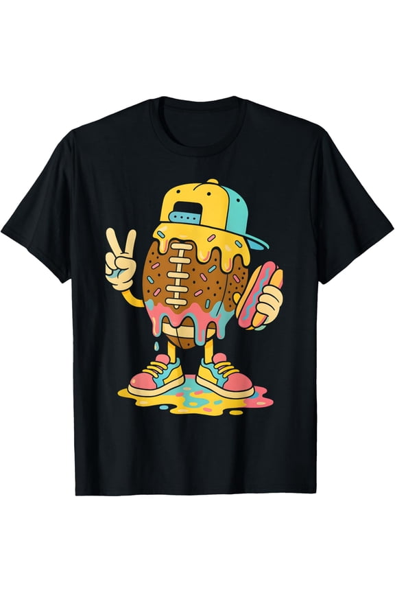 Football Drip Football Ice Cream Game Day T-Shirt