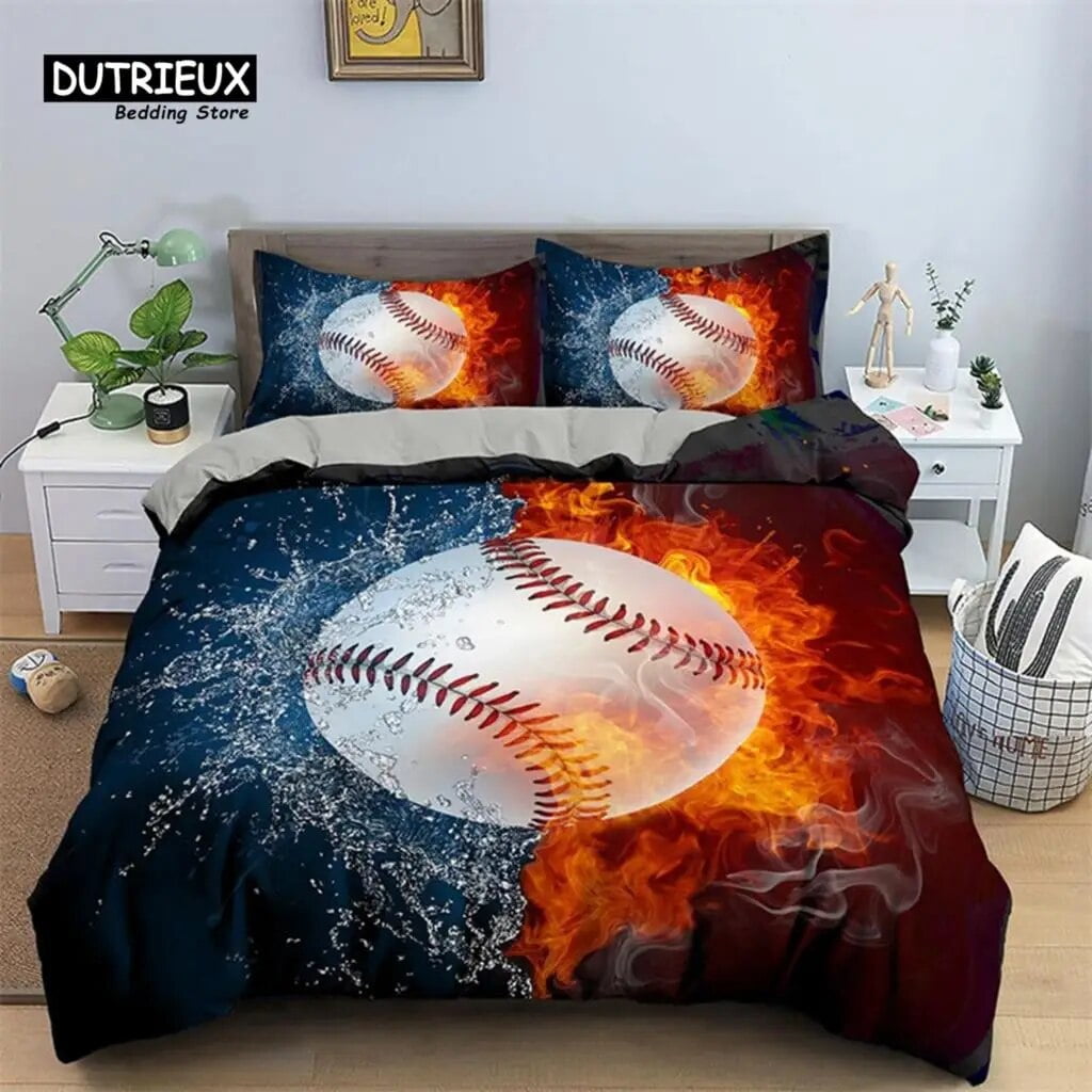 Football Duvet Cover Ball Sport Theme Bedding Set Soccer Basketball