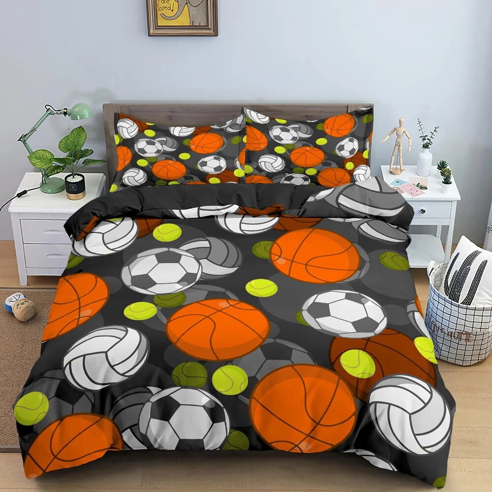 Football Duvet Cover Set 3D Print with Blue Crack Cool Sport Comforter