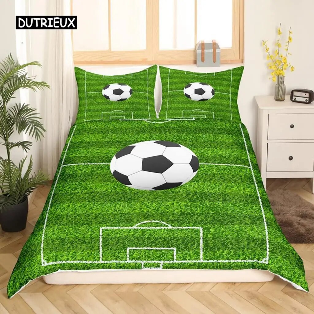 Football Duvet Cover Set Hand Drawn Sketch Soccer Flag Network Team