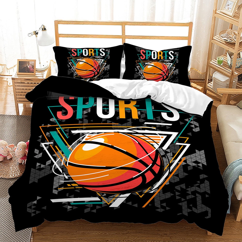 Football Duvet Cover Set Kids Basketball Basketball Ball Bedding for