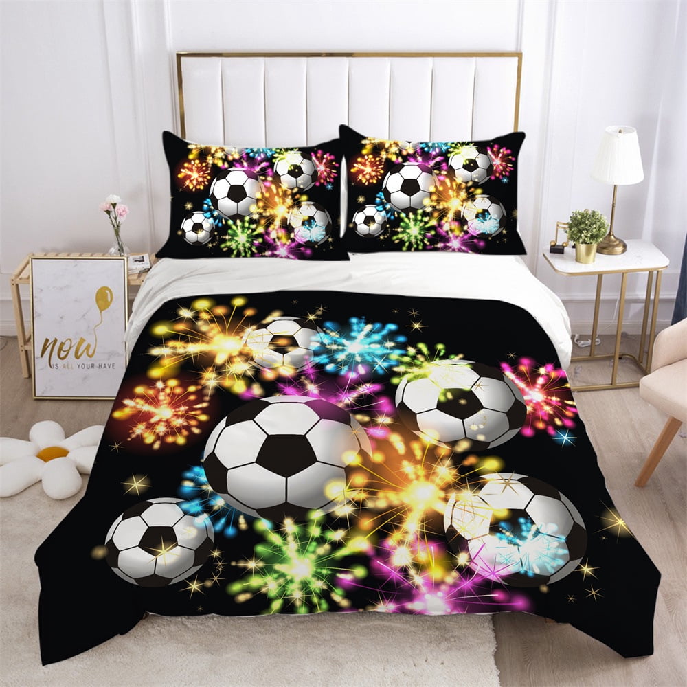 Football Duvet Cover Sports Bedding Set Soccer Ball Comforter Cover for Boys Girls Children