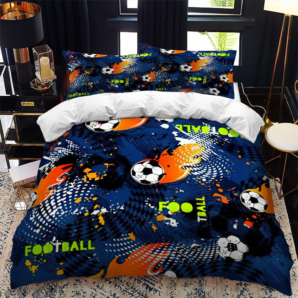 Football Duvet Cover Sports Bedding Set Soccer Ball Comforter Cover for Boys Girls Children