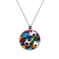 thumbnail image 1 of Football Elegant Circular Glass Pendant Necklace, 1 of 5