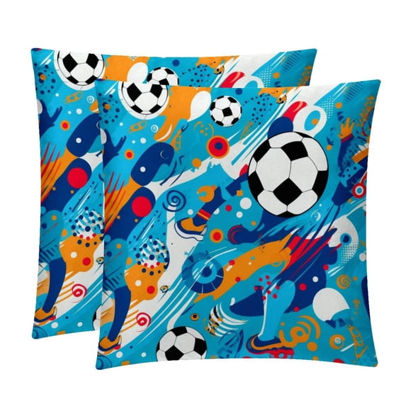 Football Elegant Velvet Throw Pillow Covers Set with Unique Patterns - 16x16", 18x18", 20x20" - Pack of 2 for Chair Pillow Covers and Various Occasions