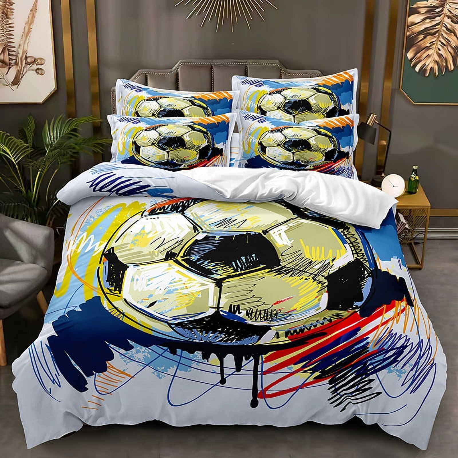 Football Elements Comforter Set Queen Bed in a Bag Queen 3 Pieces