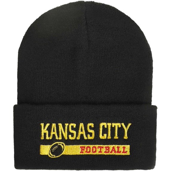 Football Embroidered Beanie Hat for Fan Gifts, Winter Beanie Cap Warm Knit Hats for Men Women