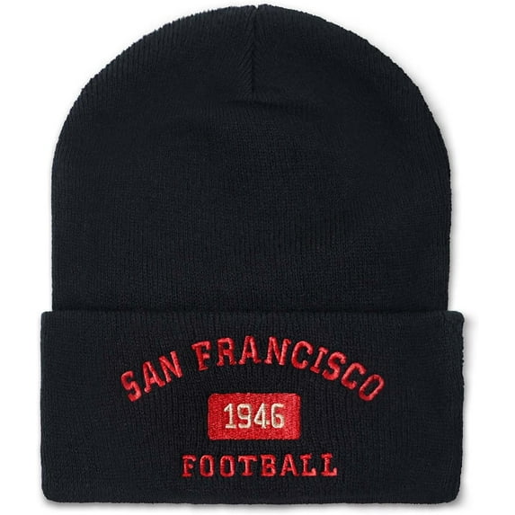 Football Embroidered Beanie Hat for Fan Gifts, Winter Beanie Cap Warm Knit Hats for Men Women