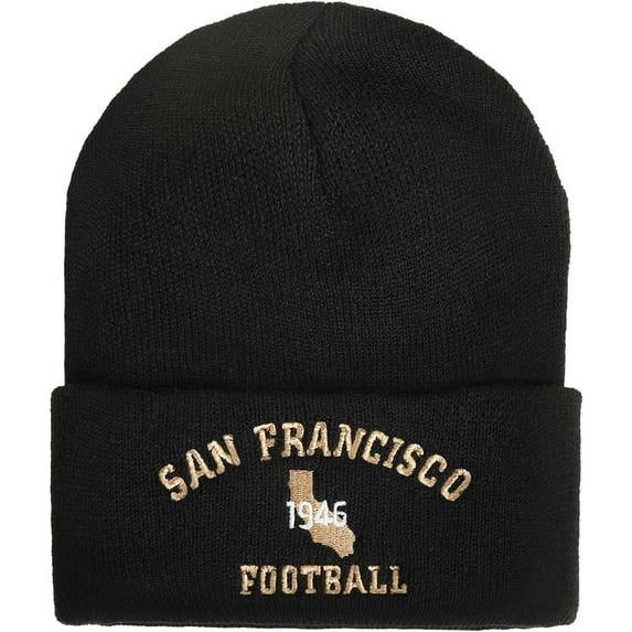 Football Embroidered Beanie Hat for Fan Gifts, Winter Beanie Cap Warm Knit Hats for Men Women