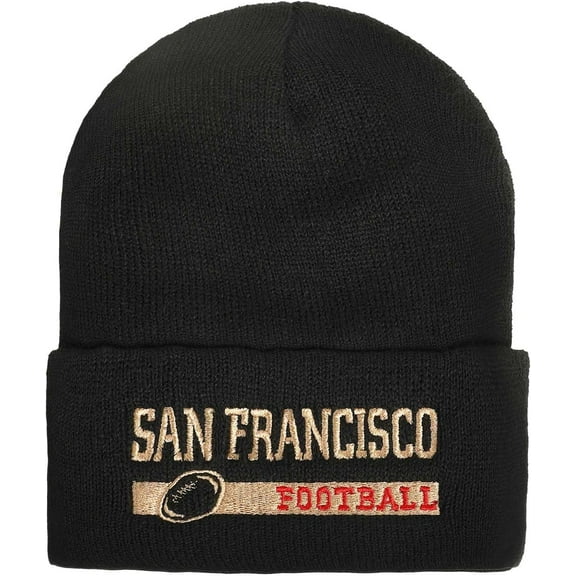 Football Embroidered Beanie Hat for Fan Gifts, Winter Beanie Cap Warm Knit Hats for Men Women