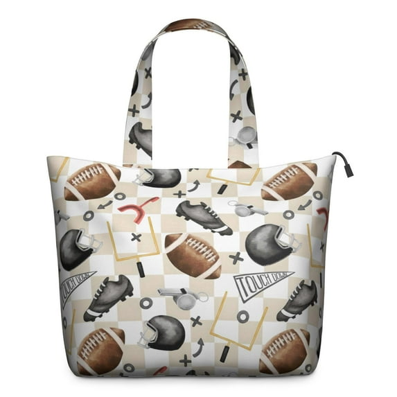 Football Equipment Checkered Pattern Travel Tote Bags for Women Carry On,Large Weekender Bags for Women Travel,Multi Functional Duffle Bag for Work,Shopping,Sports