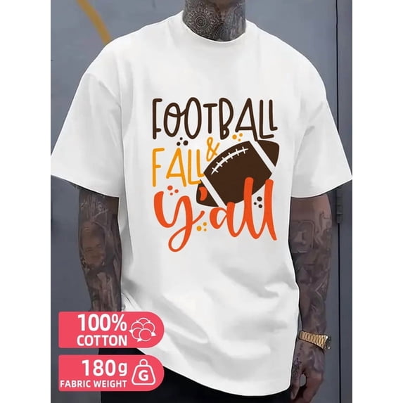 Football Fall G'All men's white 180G 100% Cotton Spring and summer ...