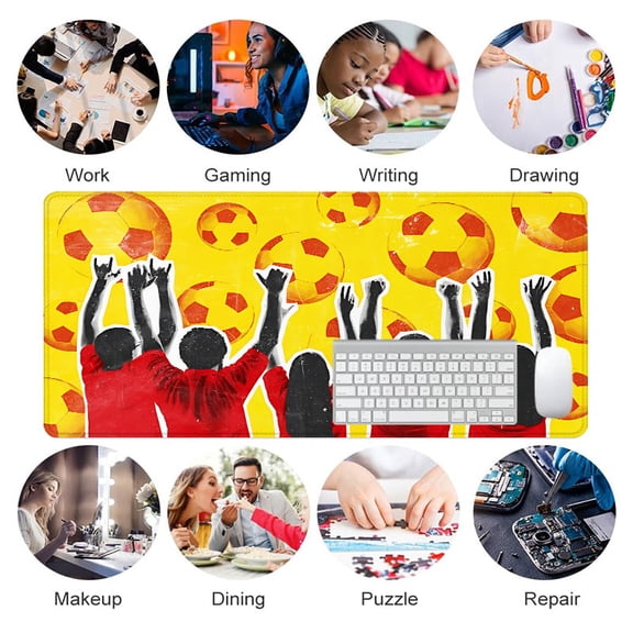 Football Fan Celebration Mouse Pad 31.5 x 11.82 Inches Rubber Desk Mat for Office and Gaming