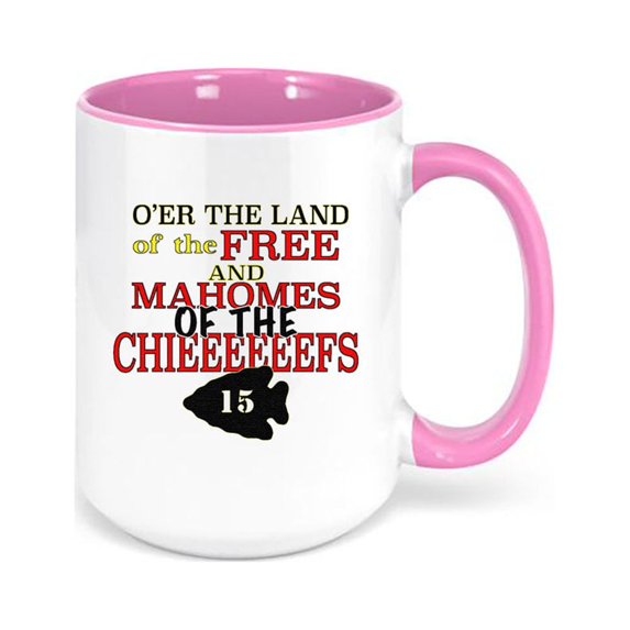 Football Fan Mug, Land Of Mahomes of the Chiefs, Sports Fan, Kansas City Mug, PINK