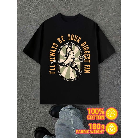 Football Fan Tee men black 180G 100% Cotton Classic casual T-shirt,street style,summer casual wear,perfect for gift giving Basic Unisex Shirt Cotton tshirts