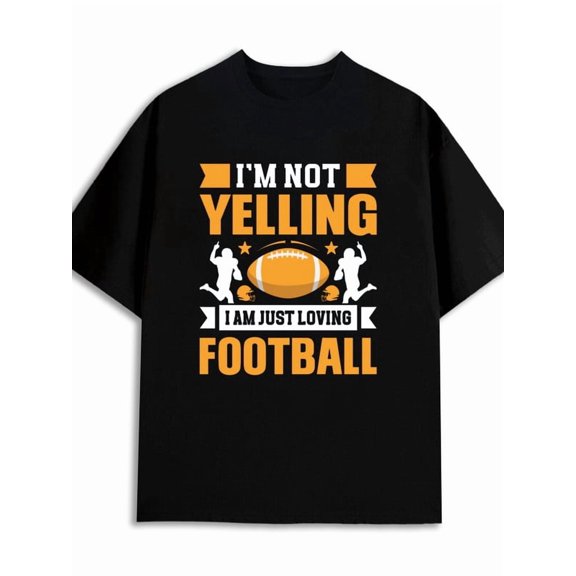 Greenink Football Fan Tee men's 180G Cotton black Unique Design Unisex Shirt Graphic Tee tshirts Classic Unisex Shirt Crewneck tshirts Retro Unisex Shirt Printed tshirt