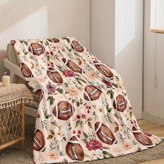 Football Fan's Dream: Soft Flannel Throw Blanket with Digital Print - Perfect Gift for Men, Sons, and Coaches - Ideal for Bed & Sofa