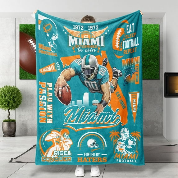 Football Fans Blanket,Sports Flannel Throw Blanket Lightweight Travel Throw Blanket for Men Women Football Fans Gifts 50x60