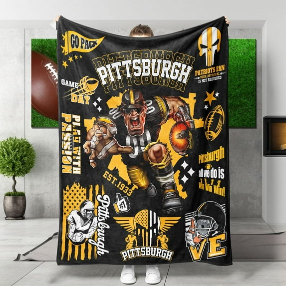 Football Fans Blanket,Sports Flannel Throw Blanket Lightweight Travel Throw Blanket for Men Women Football Fans Gifts 50x60