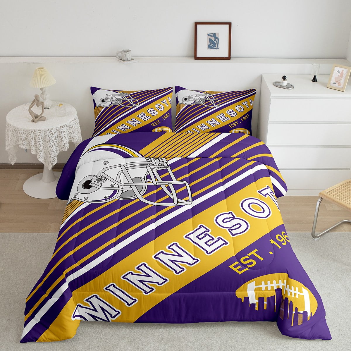 Football Fans Gifts Bedding, American Football City Themed King