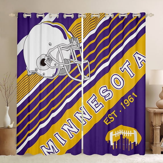 Football Fans Gifts Curtains & Drapes, American Football City Themed Curtains, Rugby Sports Game 30%-50% Blackout Curtains Graffiti Geometry Striped Window Curtains 38''Wx54''L(Minnesota)