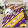 thumbnail image 1 of Football Fans Gifts Sheets, American Football City Themed Twin Sheet Set, Rugby Sports Game Bed Sheets Set Graffiti Geometry Striped Bed Set 3 Pieces, Purple and Yellow(Minnesota), 1 of 5