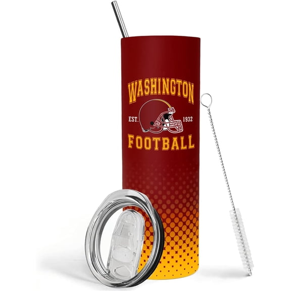 Football Fans Gifts for Men Women 20oz Stainless Steel Tumbler with Lid and Straws, Reusable Travel Mug Keeps Drinks Cold & Hot