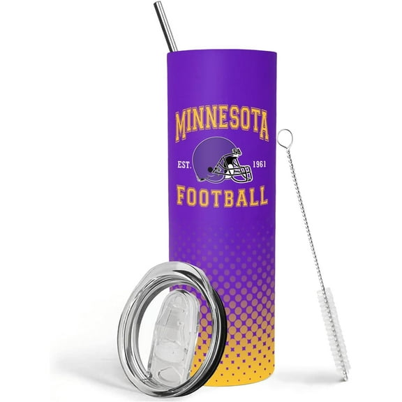 Football Fans Gifts for Men Women 20oz Stainless Steel Tumbler with Lid and Straws, Reusable Travel Mug Keeps Drinks Cold & Hot