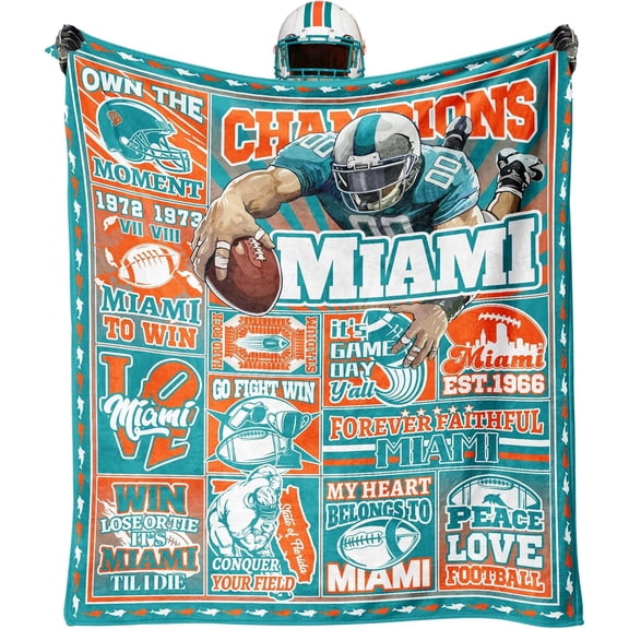 Football Fans Gifts for Miami, Blanket for Miami, Stuff for Miami, Flannel Blanket, Blankets and Throws 80"x60"