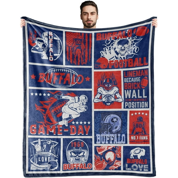 Football Fans Style Throw Blanket Buffalo Football Team Gifts for Who Loves Football Super Soft Sports Blanket for Couch Sofa Bed All Season 60"×50"