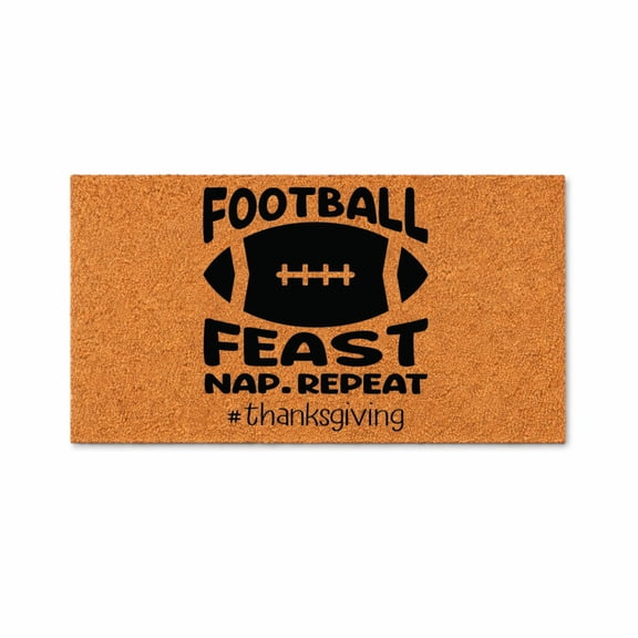 Football Feast Nap Repeat #thanksgiving Doormat, Football Graphic Entryway Door Mat, Seasonal Welcome Mat For Indoor Outdoor Use (16x24 inches) WoodByStu 4549