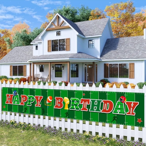 Football Party Supplies, 118 x 19.6'' Football Banner, Football Party Yard Banner & Large Football Happy Birthday Banner for Football Birthday Decorations for Outdoor Yard Garden