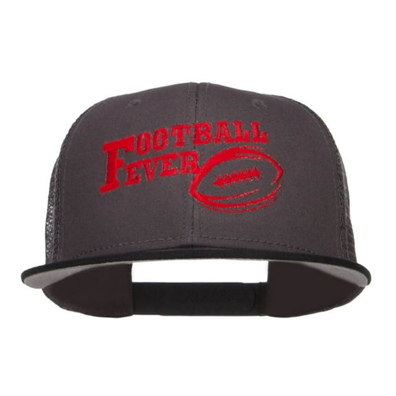 Football Fever Embroidered Mesh Snapback Cap - Black Charcoal OSFM