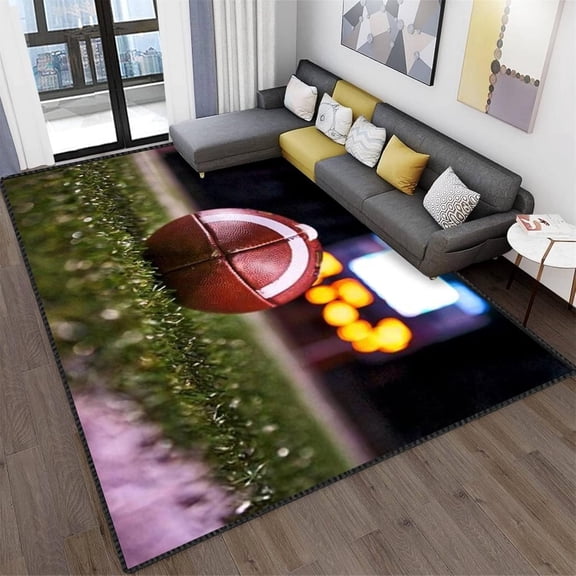 Football Field Area Rugs, Football At Night,Sport Lover Rugs For Living Room Bedroom Children’s Room Office Non-Slip Soft Abstract Floor Carpet,Modern Indoor For Home Decor 1x2ft