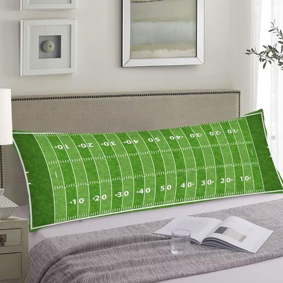 Football Field Body Pillow Cover 20"x54",American Sports Green Lawn Sport Game Team Competition Long Pillow Case Protector with Zipper Rectangle Soft Bed Pillow Cases Covers for Bedroom,Couch,Sofa