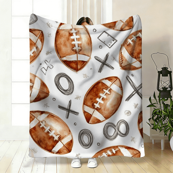 Football Field Flurry Flannel Blanket, Soft Polyester Throw, Cozy Bedspread for Sofa Bed, Perfect Sports Room Decor