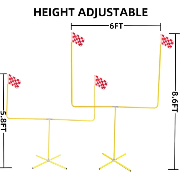 Football Field Goal Post - 8.6 ft x 6 ft Steel Tube Frame - Adjustable Height Kicking Goals for Backyard - Youth/Kids/Adults